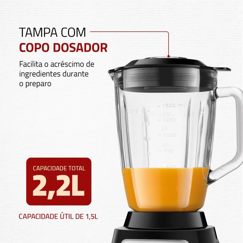 Liquidificador Mondial Turbo Glass L-1400-GI