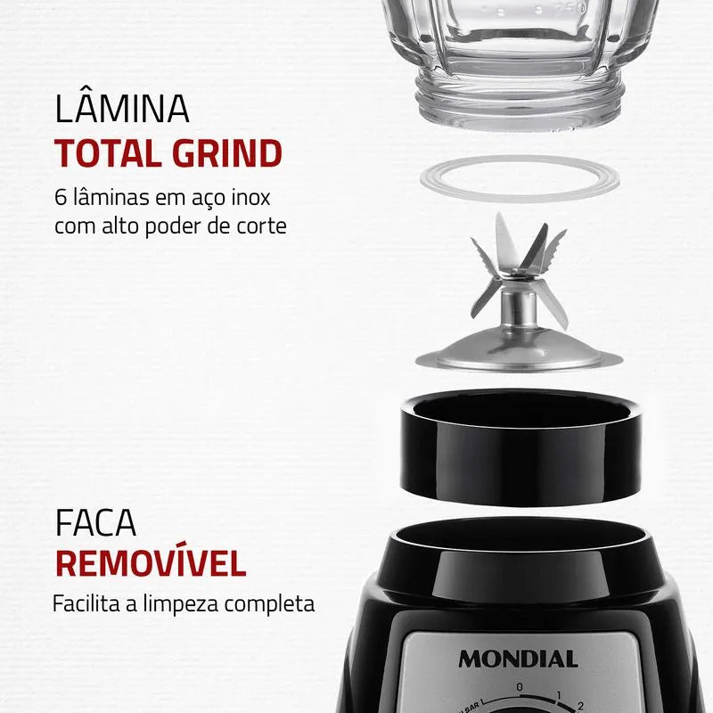 Liquidificador Mondial Turbo Glass L-1400-GI