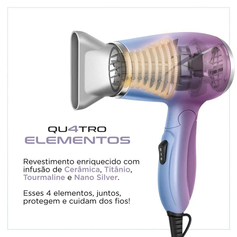 Secador de Cabelo Travel Qu4tro Elementos By Juliette Mondial SCT-JU-03