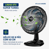 Ventilador de Mesa Mondial Turbo 8 Pás VTX-40-CHROME