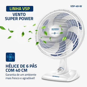 Ventilador de Mesa Mondial 6 pás VSP-40-W