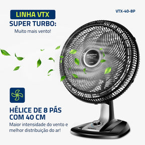 Ventilador de Mesa Mondial Turbo 8 Pás VTX-40-8P