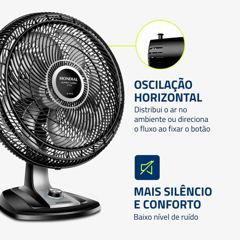 Ventilador de Mesa Mondial Turbo 8 Pás 50cm VTX-50-8P